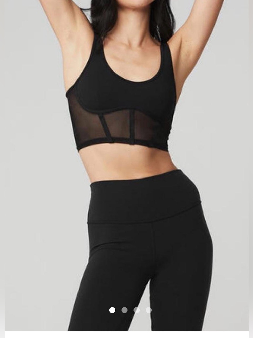 ALO Yoga Black Mesh-Panel Longline Sports Bra